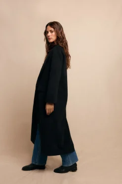 Slowlove Abrigo largo con cuello esmoquín Negro Outlet