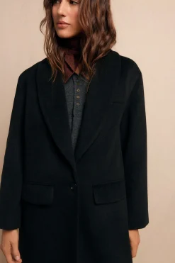 Slowlove Abrigo largo con cuello esmoquín Negro Outlet