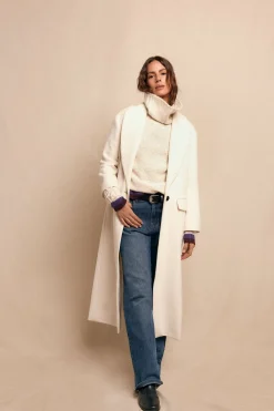 Slowlove Abrigo largo con cuello esmoquín Marfil Online