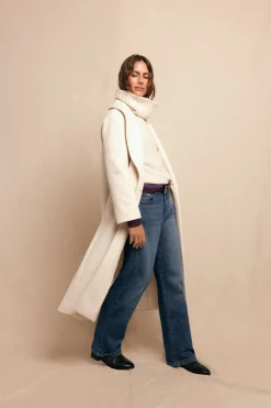 Slowlove Abrigo largo con cuello esmoquín Marfil Online