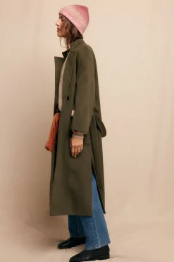 Slowlove Abrigo largo con doble botonadura Kaki