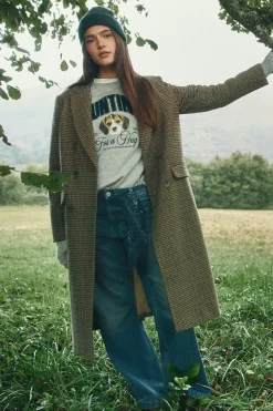 Springfield Abrigo largo cuadros doble abotonadura nude Discount