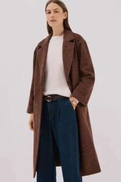 Cortefiel Abrigo largo cuello solapa Granate New