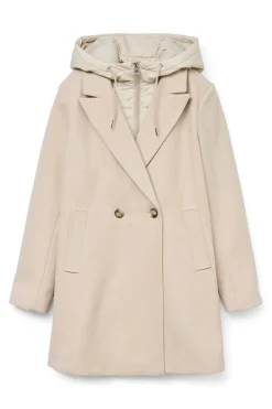 Vero Moda Abrigo largo de paño con forro extraible Beige Online