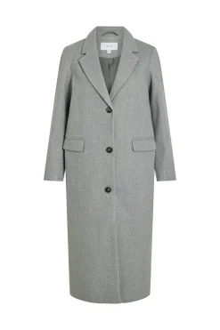 Vila Abrigo largo de paño con solapas Gris Online