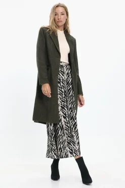 Vero Moda Abrigo largo de paño y espiga Marr&oacute;n New