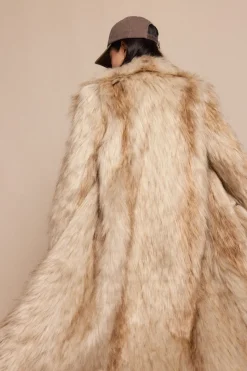 Slowlove Abrigo largo efecto pelo Beige Discount