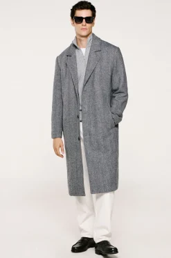 Selected Abrigo largo lana Gris oscuro Best