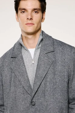 Selected Abrigo largo lana Gris oscuro Best