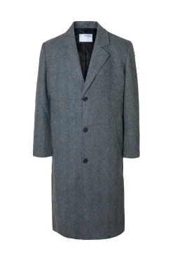 Selected Abrigo largo lana Gris oscuro Best