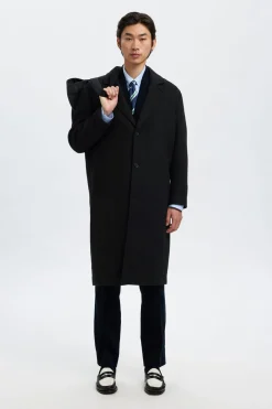 Selected Abrigo largo lana Negro Online