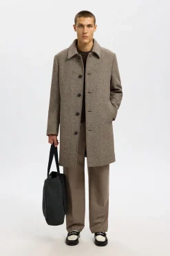 Selected Abrigo largo lana Marrón Sale