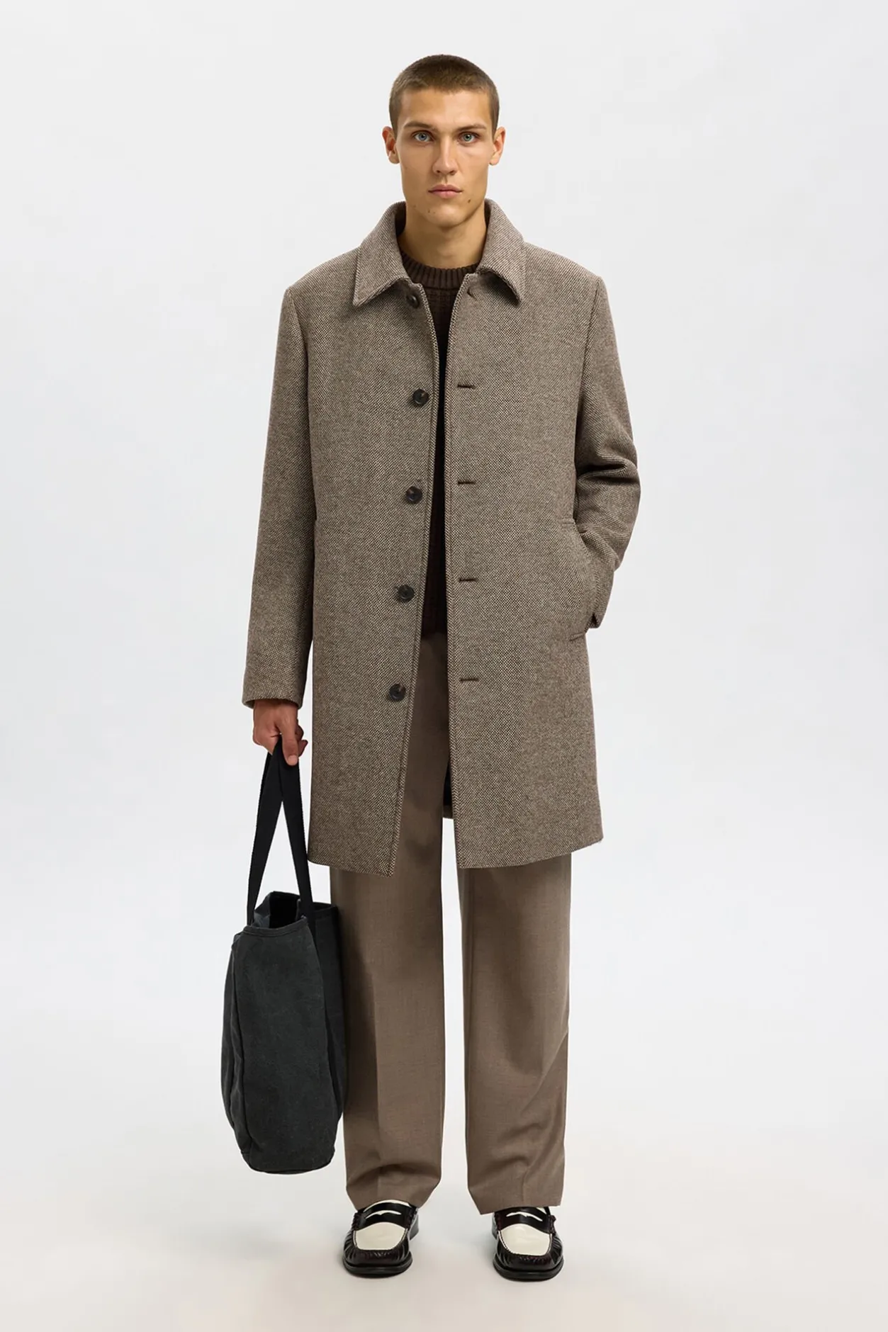 Selected Abrigo largo lana Marrón Sale