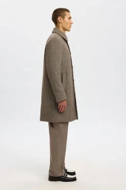 Selected Abrigo largo lana Marrón Sale