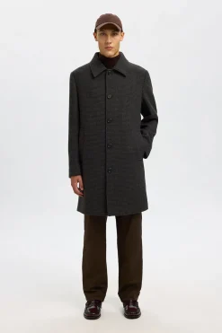 Selected Abrigo largo lana Gris oscuro Discount