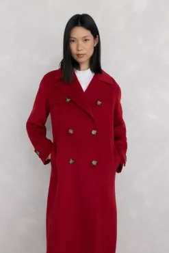 Pedro del Hierro Abrigo largo paño tipo trench Rojo Online