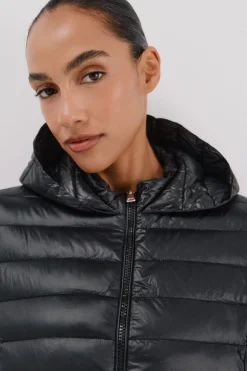 Cortefiel Abrigo largo plumas Negro Online