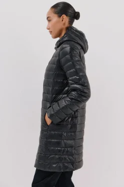 Cortefiel Abrigo largo plumas Negro Online