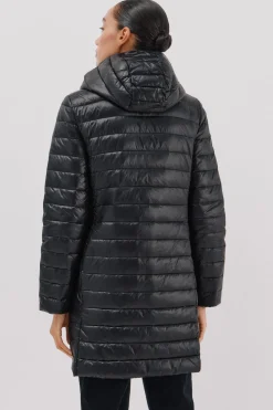 Cortefiel Abrigo largo plumas Negro Online