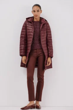 Cortefiel Abrigo largo plumas Vino