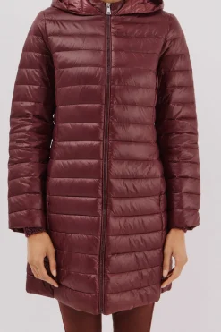 Cortefiel Abrigo largo plumas Vino