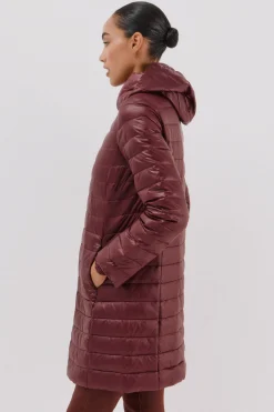 Cortefiel Abrigo largo plumas Vino