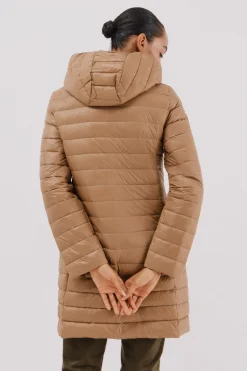 Cortefiel Abrigo largo plumas Beige New