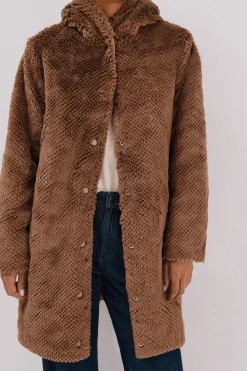 Cortefiel Abrigo largo reversible efecto pelo Beige Sale