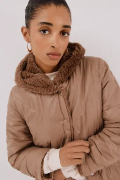 Cortefiel Abrigo largo reversible efecto pelo Beige Sale