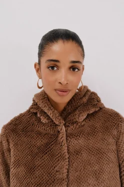 Cortefiel Abrigo largo reversible efecto pelo Beige Sale