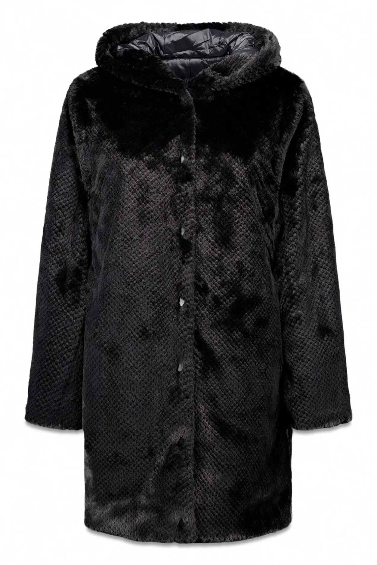 Cortefiel Abrigo largo reversible efecto pelo Negro Hot