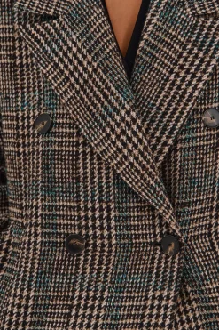 Cortefiel Abrigo largo tejido cuadros Multicolor Hot