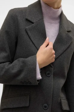 Vero Moda Abrigo mide de paño Gris oscuro Clearance