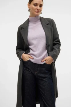 Vero Moda Abrigo mide de paño Gris oscuro Clearance