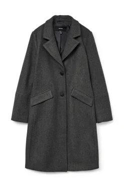 Vero Moda Abrigo mide de paño Gris oscuro Clearance