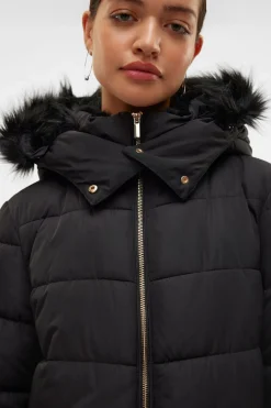 Vero Moda Abrigo midi acolchado Negro Clearance