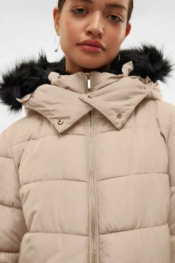 Vero Moda Abrigo midi acolchado Beige Clearance