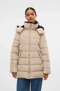 Vero Moda Abrigo midi acolchado Beige Clearance