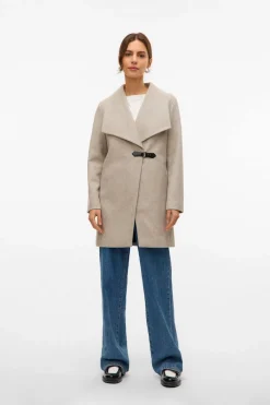 Vero Moda Abrigo midi de paño Beige Discount