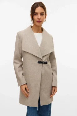 Vero Moda Abrigo midi de paño Beige Discount