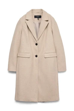 Vero Moda Abrigo midi de paño Marr&oacute;n oscuro Sale