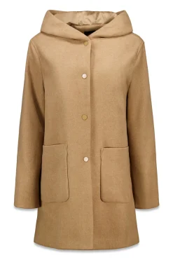 Cortefiel Abrigo paño capucha Beige New