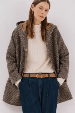 Cortefiel Abrigo paño capucha Multicolor New