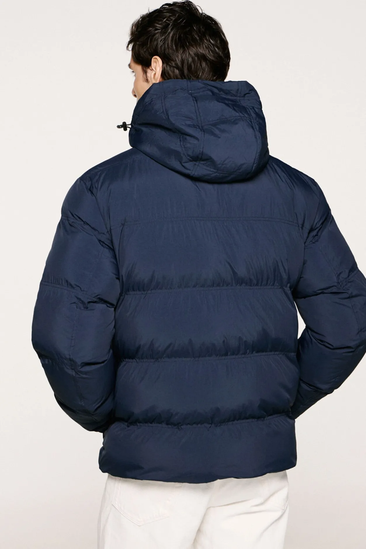 Selected Abrigo plumífero con capucha Azul marino