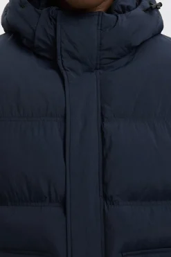 Selected Abrigo plumífero con capucha Azul marino