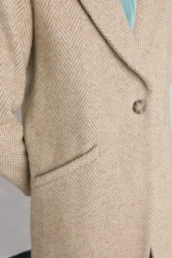 Pedro del Hierro Abrigo recto tejido espiga Beige Hot