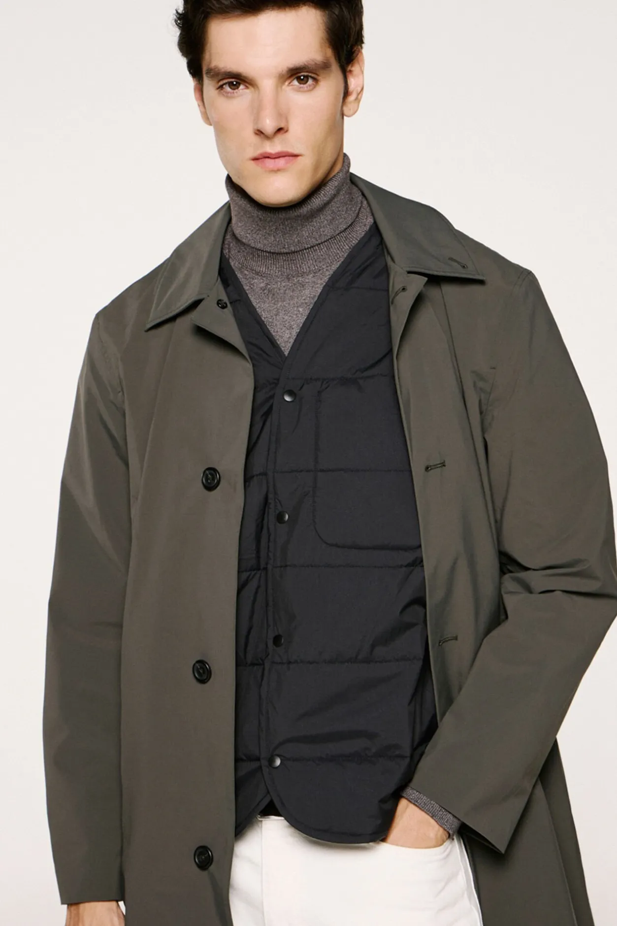 Selected Abrigo técnico resistente al agua con chaleco desmontable Gris oscuro New