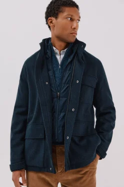 Cortefiel Abrigo vistas desmontables Azul marino Clearance