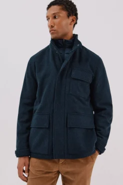 Cortefiel Abrigo vistas desmontables Azul marino Clearance