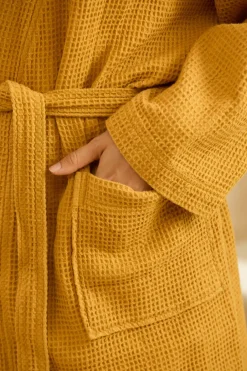 Calma House Albornoz de nido de abeja mostaza Jupiter amarillo Online